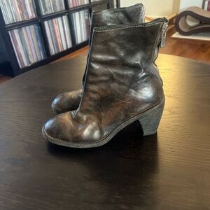 Guidi Dark Brown Leather Heeled Boots